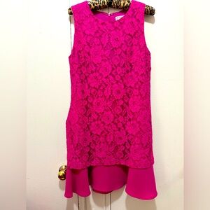 Nanette Lepore Floral Lace Dress 10 Raspberry Pink